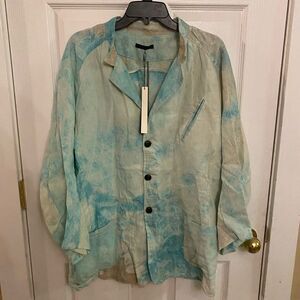 New KRMii cropped sleeve turquoise jacket